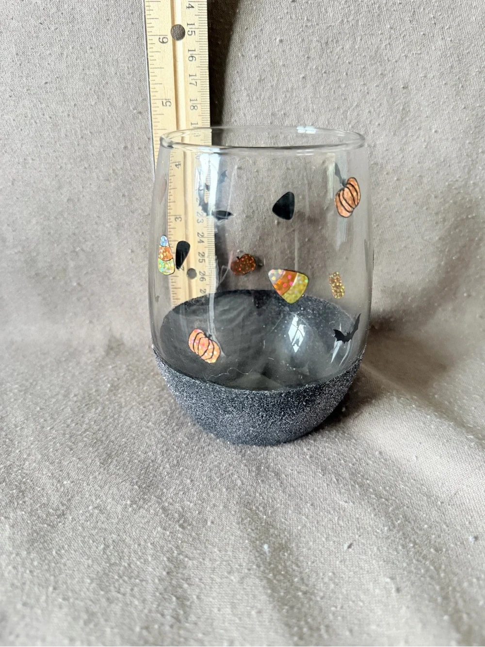 Glass Halloween Candy Corn Accent Vase - Black Base